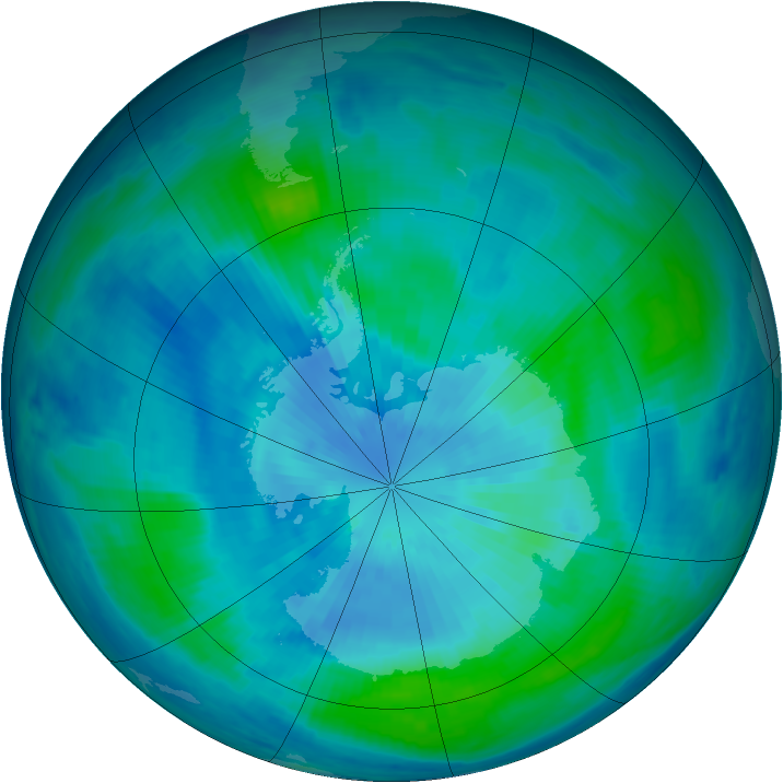 Antarctic ozone map for 20 March 1999